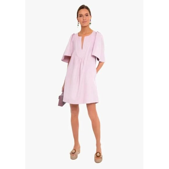 Pomander Place Tuckernuck Women's Lilac Finley Flutter Sleeve Dress Linen sz XS - Picture 9 of 9